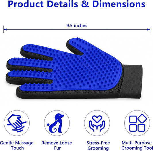 Pet Hair Removal Glove with Silicone Tips for Cat&Dog,1Pair,Blue